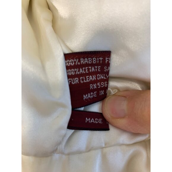 Vintage White Rabbit Fur Jacket S/M With Satin Lining & Hook Closure RN10523 - Picture 4 of 13